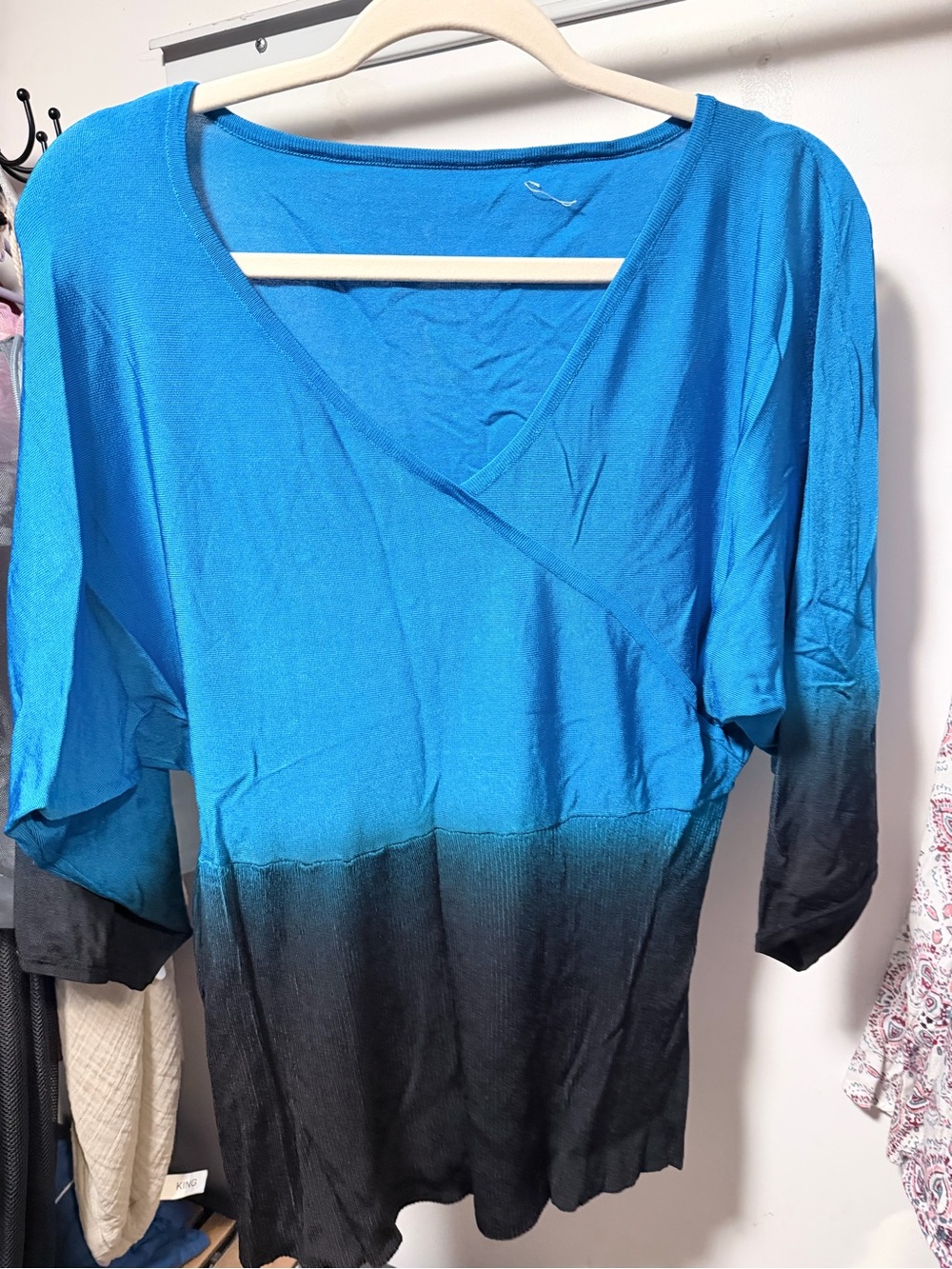 Blue Ombre V-Neck Women's Top
